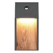 Lampy ogrodowe - Lampa balkonowa ścienna Salmon 246969135 Trio LED 13W 3000K IP44 z czujnikiem drewniana - miniaturka - grafika 1