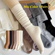 Rajstopy - TEMU Zestaw 5 Par Grubych Rajstop Damskich na Zimę - Dopasowane Rajstopy OTK z Pokryciem Kostki i Łydki, Wielokolorowy (Beż/Brąz/Biały/Różowy/Czarny) - miniaturka - grafika 1