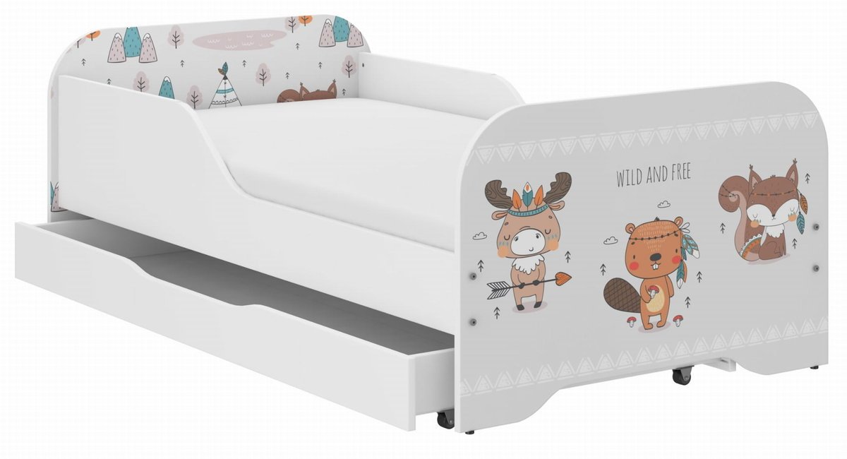 Łóżko dziecięce MIKI 160x80 LEŚNE ZWIERZĄTKA