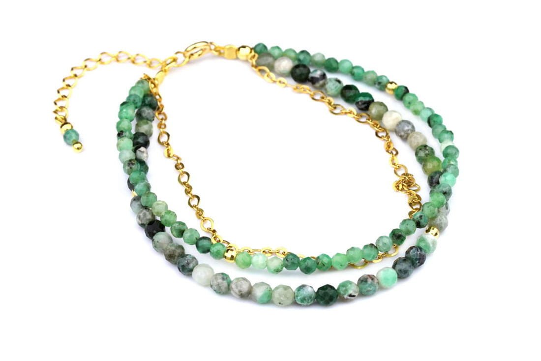 Bransoletka Szmaragd Z Łańcuszkiem