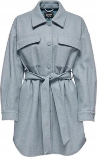 Only Kurtka Płaszczyk Damski R. S Szary Popiel Kołnierz Wiązanie Kieszenie - Płaszcze damskie - miniaturka - grafika 1