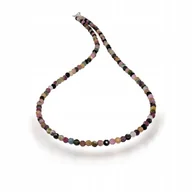 Bransoletki - Naszyjnik Naturalny Kamień Turmalin Kolorowy fasetowany 4mm Srebro 925 43cm - miniaturka - grafika 1