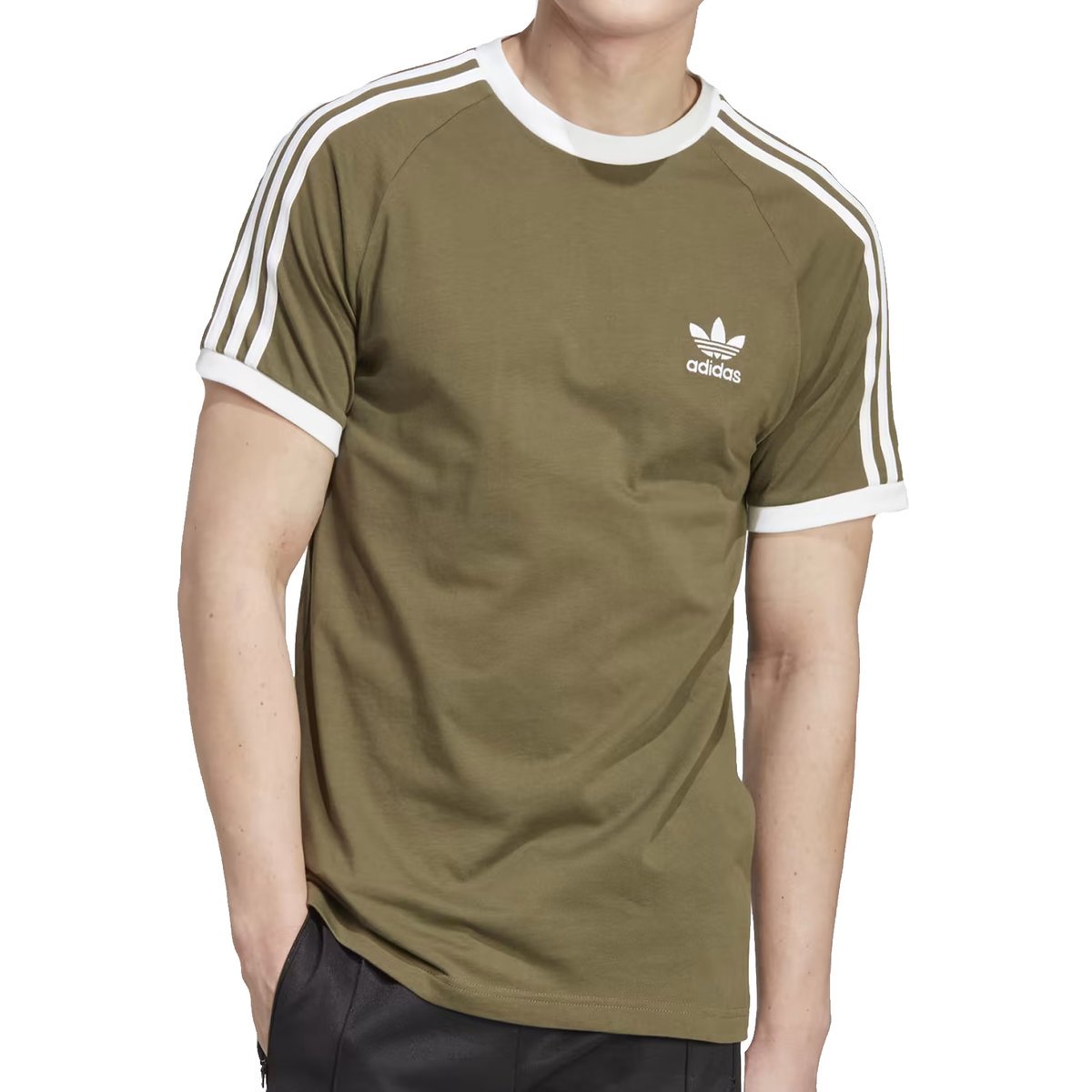 Adidas oliwkowa koszulka t-shirt męski klasyczny 3-Stripes IA4843 XXL