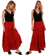 Spódnice - Boho spódnica długa z falbanami BORDO - miniaturka - grafika 1