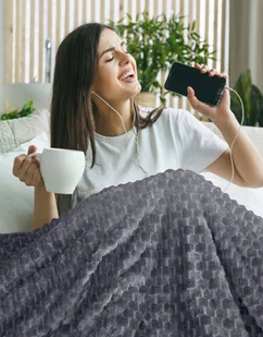 Koc 70 x 160 Flanelowy Design Cindy6 Stal - Koce - miniaturka - grafika 7