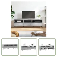 Szafki RTV - The Living Store Szafka pod telewizor betonowa szara 150x30x44,5 cm materiał drewnopochodny - miniaturka - grafika 1