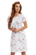 Bielizna nocna - Koszulka nocna Sophia biała w kwiaty 4XL - miniaturka - grafika 1