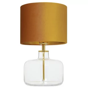Kaspa Złota lampa stołowa LORA 41066105 abażurowa lampa do sypialni - Lampy stojące - miniaturka - grafika 1