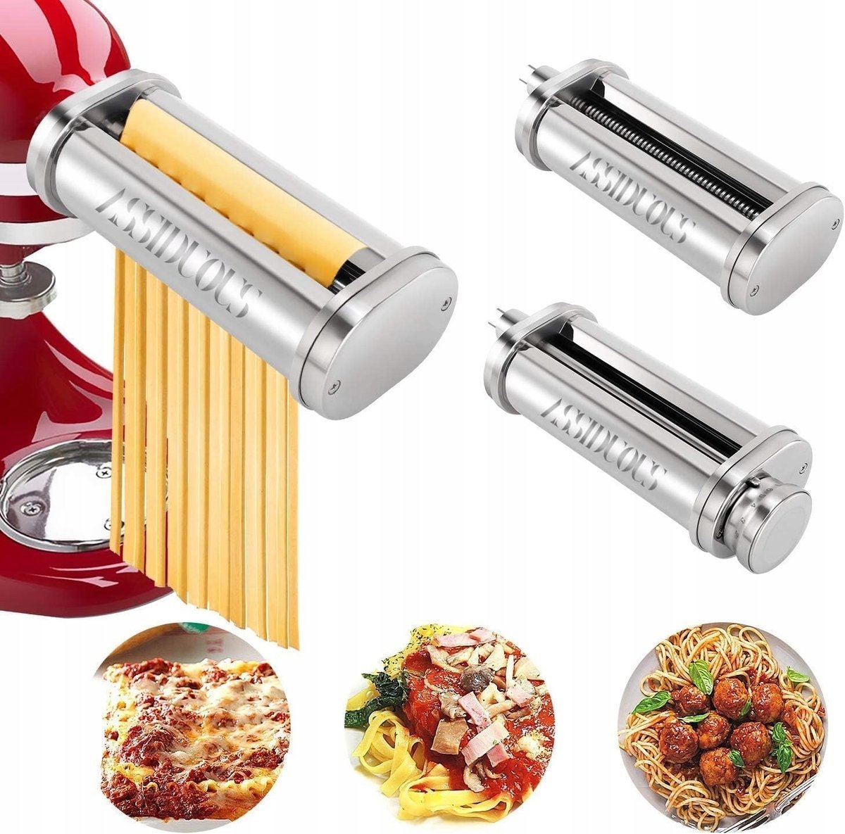Assiduous nasadka do makaronu KitchenAid stal nierdzewna zestaw 3szt