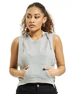 Bluzy damskie - Urban Classics Damska sportowa bluza damska z kapturem Terry Tank, szary (Grey 00111), L - miniaturka - grafika 1