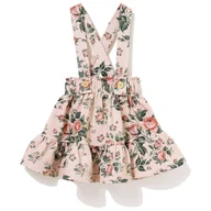 Spódnice - Spódnica bawełniana z szelkami, Róże na beżu 104/110 - miniaturka - grafika 1