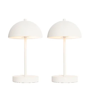QAZQA Zestaw 2 lamp stołowych zewnętrznych Grzyb biały ładowalne - Keira - Lampy stojące - miniaturka - grafika 1