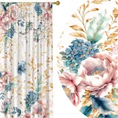 Zasłony - GOTOWE ZASŁONY NA ŻABKI TAŚMIE 140X250 ZASŁONA KWIATY 145 SKRÓCENIE W CENIE - miniaturka - grafika 1