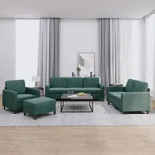 Komplety wypoczynkowe - 4-cz. komplet wypoczynkowy, ciemnozielony, obity aksamitem - miniaturka - grafika 1