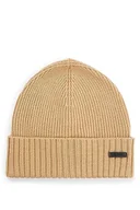 Czapki damskie - BOSS Męska czapka Fati Beanie, średni beż, rozmiar uniwersalny, Medium Beige260, jeden rozmiar - miniaturka - grafika 1