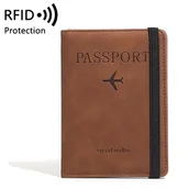 Etui na dokumenty i karty - Etui Pokrowiec na Paszport Dokumenty Skórzane z Blokadą RFID Brązowy - miniaturka - grafika 1