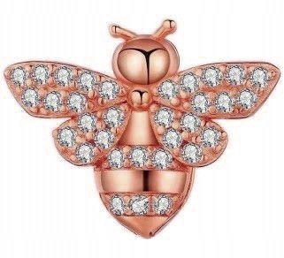 Charms Pszczoła Cyrkonie różowe złoto srebro