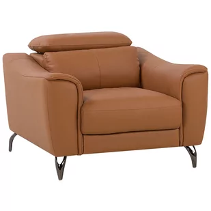 Beliani Fotel skórzany złoty brąz NARWIK - Fotele - miniaturka - grafika 1