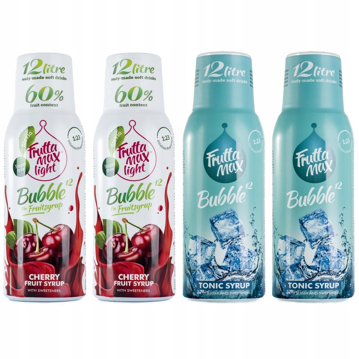 FruttaMax Zestaw 4 syropów 2x Wiśnia + 2x Tonic