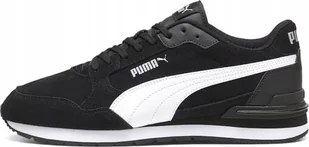 Sneakersy zamszowe unisex ST Runner v4 PUMA Black White Silver Metallic - Buty trekkingowe damskie - miniaturka - grafika 1
