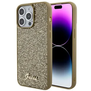 Guess GUHCP15XPMSDGSD iPhone 15 Pro Max 6.7" złoty/gold hardcase Disco Metal Script - Etui i futerały do telefonów - miniaturka - grafika 1