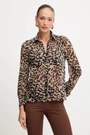 Koszule damskie - Morgan koszula damska kolor brązowy regular z kołnierzykiem klasycznym CLION - miniaturka - grafika 1