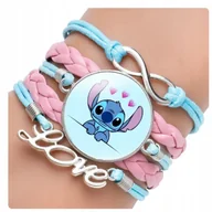Biżuteria dla dzieci - Bransoletka Lilo I Stich Niebiesko Różowa Serduszka Disney - miniaturka - grafika 1