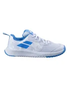Tenis ziemny - Buty do tenisa dziecięce Babolat PULSION AC KID white/illusion blue - miniaturka - grafika 1