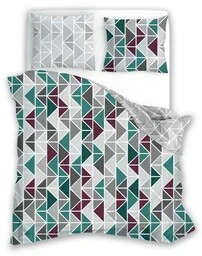 Faro Pościel z mikrofibry 140x200 Harmony 18 geometria miętowa szara bordowa z jedną poszewką 70x90 - Pościel - miniaturka - grafika 1