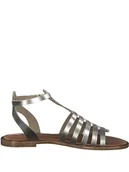 Sandały damskie - Marco Tozzi Skórzane sandały w kolorze srebrnym - miniaturka - grafika 1