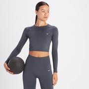 Koszulki i topy damskie - MP Women's Shape Seamless Long Sleeve Crop Top - Graphite - S - miniaturka - grafika 1