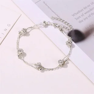 Podwójna bransoletka na kostkę z dodatkami - Bransoletki - miniaturka - grafika 1