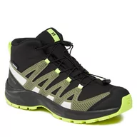 Buty dla chłopców - Trekkingi Salomon Xa Pro V8 Mid Climasalomon™ Waterproof L47289400 Black/Deep Lichen Green/Safety Yellow - miniaturka - grafika 1