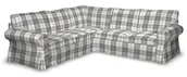 Pokrowce na meble - Dekoria Pokrowiec Ektorp na sofę narożną krata szaro-biała 240/136 x 82 x 73 cm Edinburgh 640-115-79 - miniaturka - grafika 1