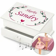 Pozytywki dla dzieci - Szkatułka na biżuterię z pozytywką i szufladką z nadrukiem dla dziewczynki dziewczyny na imieniny walentynki - miniaturka - grafika 1