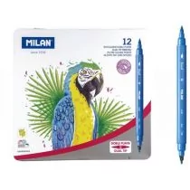 MILAN Flamastry z 2 końcówkami 12 kolorów - Flamastry - miniaturka - grafika 1
