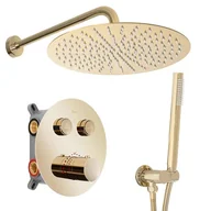 Zestawy prysznicowe - Złoty zestaw prysznicowy podtynkowy z termostatem Lungo Rea Gold - miniaturka - grafika 1