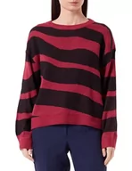 Swetry damskie - Vila Damski sweter z dzianiny Vilava L/S żakardowy O-Neck Knit Top/Pb, Czerwony burak/wzór: czarny, L - miniaturka - grafika 1