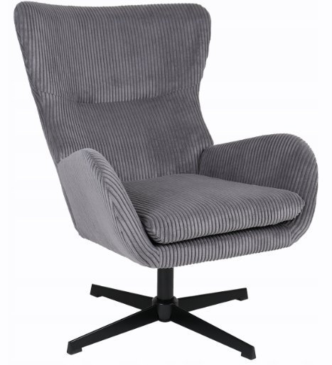 Fotel wypoczynkowy Martin c. szary sztruks obrotowy wygodny do salonu