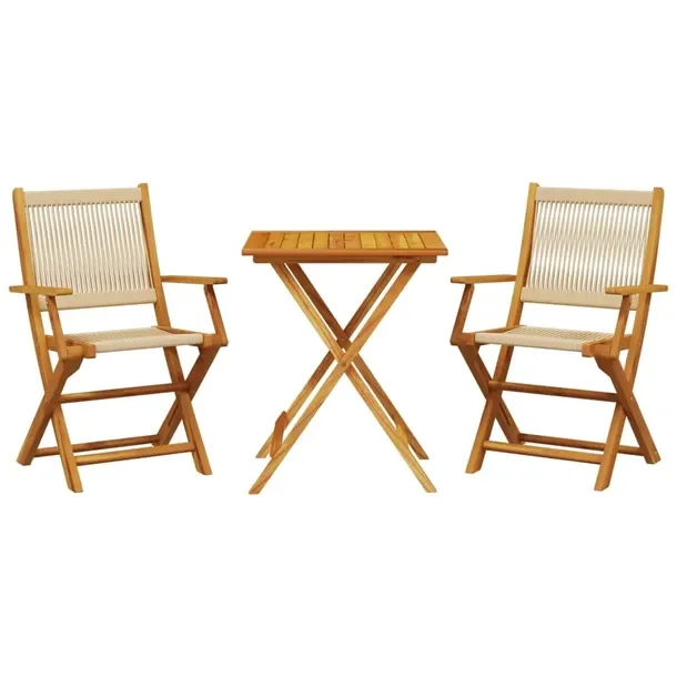 Zestaw Mebli Bistro z Litego Drewna Akacjowego, Stół 60x60x75 cm, Krzesł