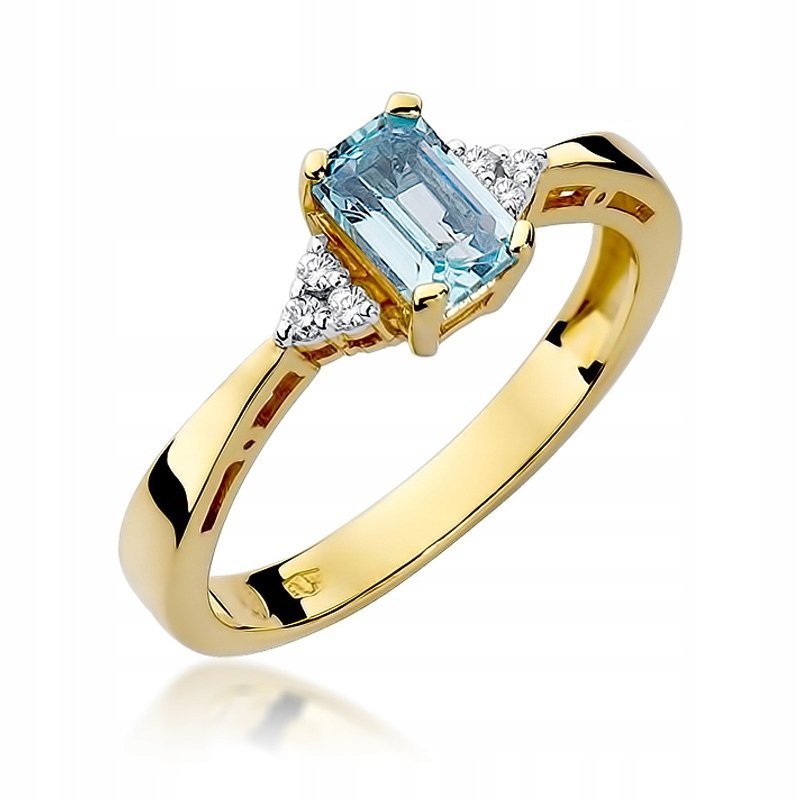 Złoty pierścionek zaręczynowy 585 TOPAZ 0,60ct brylanty