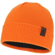 Czapki damskie - Czapka Zimowa Męska myśliwska Wełna Merino i Polar Agbo Hogan Pomarańczowa - miniaturka - grafika 1