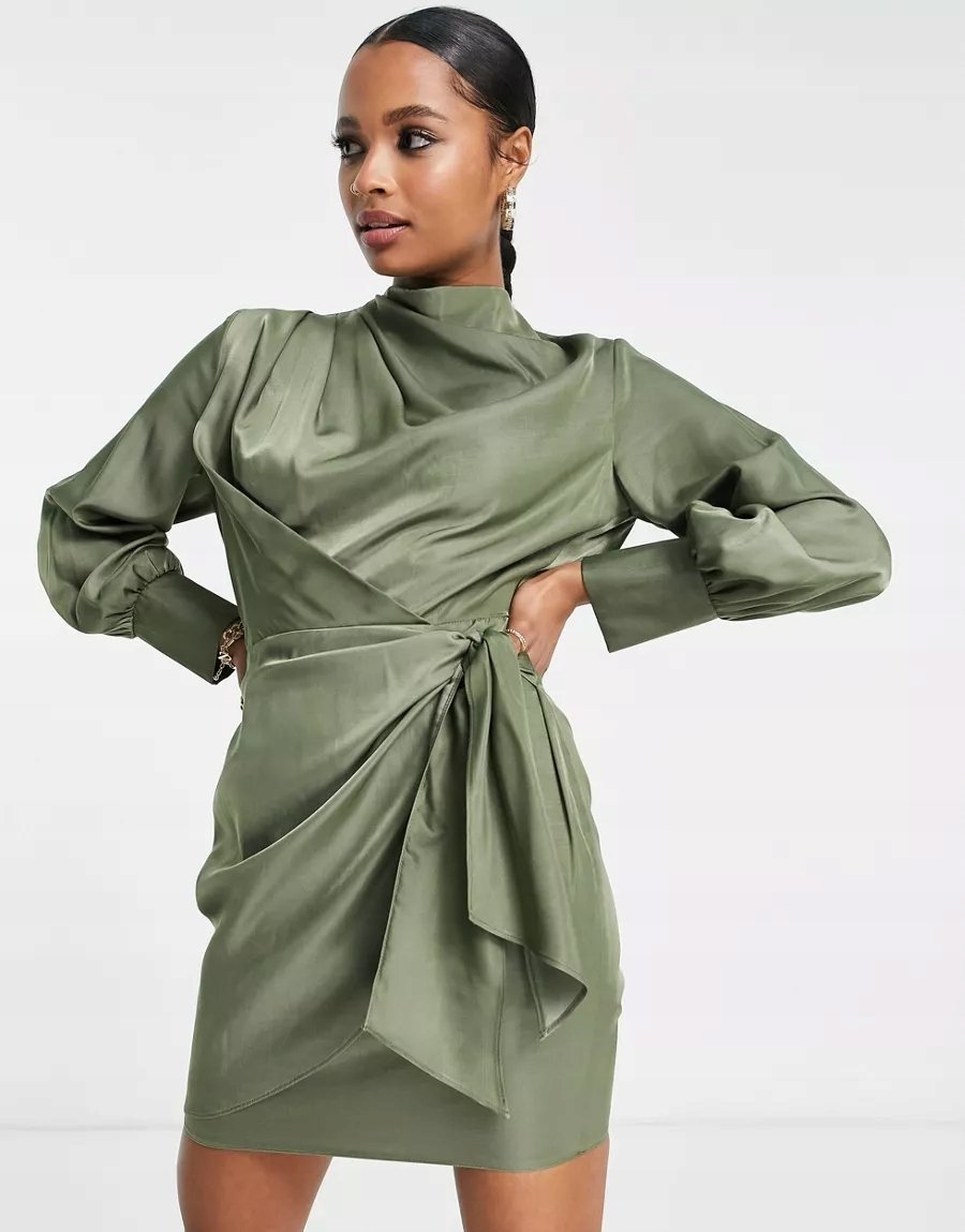 Dla Niskich Sukienka Damska Zielona Mini 36 Xmg