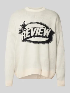 Sweter z dzianiny z nadrukiem z logo - Swetry męskie - miniaturka - grafika 1