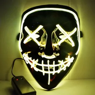 Maska LED haloween świecąca przebranie impreza żółta - Halloween - miniaturka - grafika 1