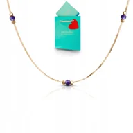 Naszyjniki - Naszyjnik z ametystem celebrytka z kamieniami naturalnymi choker złoty 925 - miniaturka - grafika 1