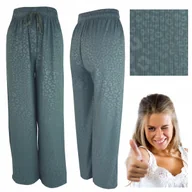 Spodnie damskie - Spodnie Damskie Szerokie Nogawki Kuloty Dzwony Luźne Wiązane Letnie S/M - miniaturka - grafika 1