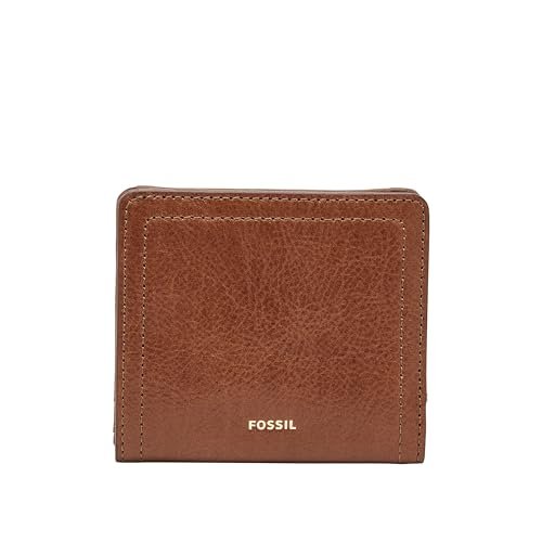 Fossil Damski skórzany portfel składany Logan RFID, Brązowy - Rozmiar Uniwersalny