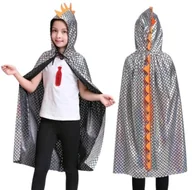 Stroje karnawałowe - Strój Kostium Peleryna Dinozaur Smok Dino Halloween Karnawał Unisize 104 140 Cm 4-10L Srebrna - miniaturka - grafika 1