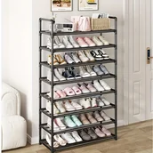 Inne - 8-poziomowy Czarny Metalowy Stojak na Buty - Łatwy Montaż i Demontaż, Duża Pojemność Organizer do Przedpokoju, Korytarza, Salonu, Sypialni, Łazienki - miniaturka - grafika 1